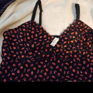 Torrid Black Bralette with Pink and Orange Kissy Accents